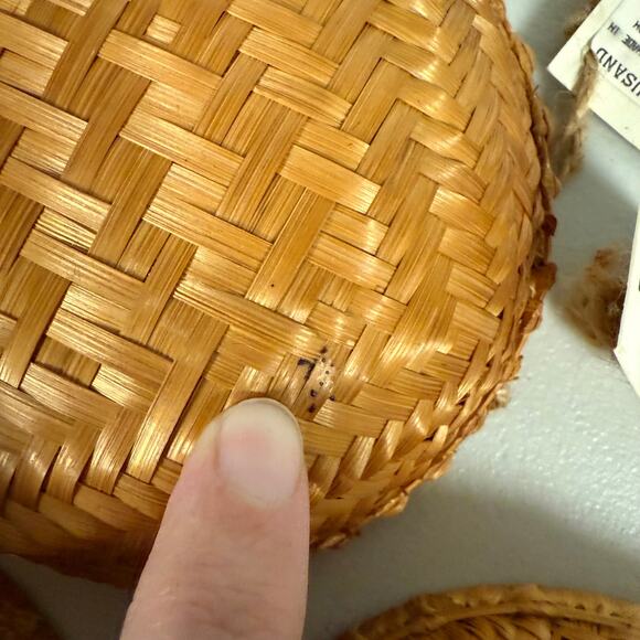 Handwoven Artisan Baskets Set of 3 Made in Vietnam 5.25" Rattan Decor Fair Trade - Picture 9 of 10